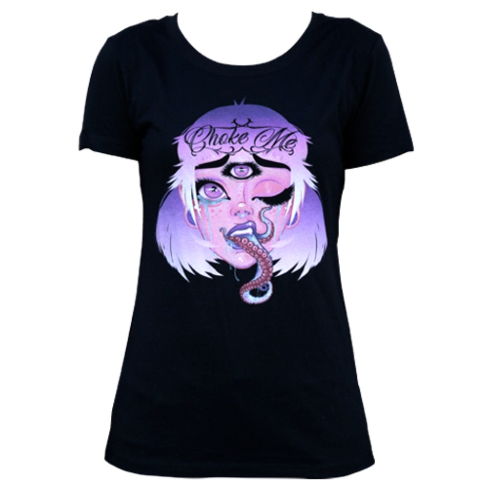 Choke Me Black Tee Tattoo Art by Cherry Martini S-M-L-XL-2XL NWT - Picture 1 of 3
